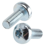 Zinc plated & clear Passivated Pan Steel Tamper Proof Security Screw, M5 x 12mm