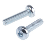 Zinc plated & clear Passivated Pan Steel Tamper Proof Security Screw, M6 x 25mm