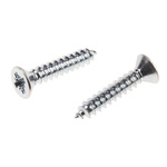 RS PRO Bright Zinc Plated Steel Countersunk Head Self Tapping Screw, N°6 x 3/4in Long 19mm Long