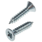 RS PRO Bright Zinc Plated Steel Countersunk Head Self Tapping Screw, N°8 x 3/4in Long 19mm Long