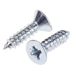 RS PRO Bright Zinc Plated Steel Countersunk Head Self Tapping Screw, N°10 x 3/4in Long 19mm Long