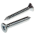 RS PRO Bright Zinc Plated Steel Countersunk Head Self Tapping Screw, N°10 x 1.1/4in Long 32mm Long