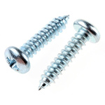 RS PRO Bright Zinc Plated Steel Pan Head Self Tapping Screw, N°8 x 3/4in Long 19mm Long