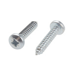 RS PRO Bright Zinc Plated Steel Pan Head Self Tapping Screw, N°10 x 1in Long 25mm Long