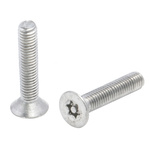 Plain Flat Stainless Steel Tamper Proof Security Screw, M5 x 25mm