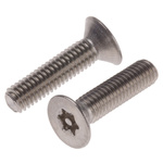 Plain Flat Stainless Steel Tamper Proof Security Screw, M6 x 25mm