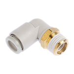 SMC Threaded-to-Tube Elbow Connector R 1/8 to Push In 6 mm, KQ2 Series