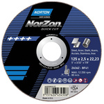 Norton Cutting Disc Aluminium Oxide Cutting Disc, 230mm x 3.2mm Thick, P150 Grit, Norzon, 5 in pack