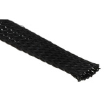 HellermannTyton Expandable Braided PET Black Cable Sleeve, 15mm Diameter, 10m Length, Helagaine HLB Series