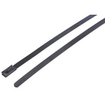 RS PRO Black Cable Tie Polyester Coated Stainless Steel Roller Ball, 840mm x 4.6 mm