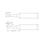 Metcal GT6-HF6020S 2.0 x 16 mm Hoof Soldering Iron Tip for use with Soldering Iron