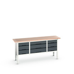 Bott Portable Steel Workbench, 75kg Max Load, Adjustable Height, 830 → 930mm x 2000mm x 600mm