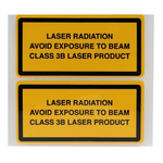 Brady Black/Yellow Vinyl Safety Labels, Laser Class 3B-Text 52 mm x 105mm