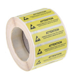 RS PRO Yellow Vinyl ESD Label, Attention Observe Precautions For Handling Electrostatic Discharge Sensitive Device-Text