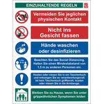 RS PRO PVC Social Distancing Site Safety Sign With German Text, 400 x 300mm