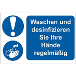 RS PRO PVC Mandatory Hygiene Sign With German Text, 300 x 200mm
