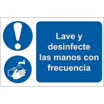 RS PRO PVC Mandatory Hygiene Sign With Spanish Text, 300 x 200mm