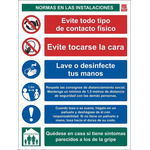 RS PRO PVC Social Distancing Site Safety Sign With Spanish Text, 400 x 300mm