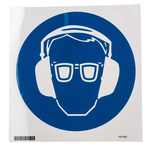 Brady PET Mandatory Ear protection, Eye Protection Sign With Pictogram Only Text