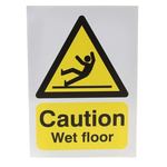 RS PRO Self-Adhesive Caution Wet Floor Hazard Warning Sign (English)
