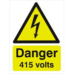 RS PRO Danger 415 Volts Hazard Warning Sign (English)