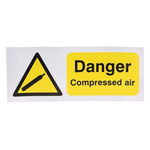 RS PRO Self-Adhesive Danger Compressed Air Hazard Warning Sign (English)