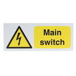 RS PRO Main Switch Hazard Warning Sign (English)