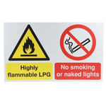 RS PRO Highly Flammable LPG, No Smoking or Naked Lights Hazard Warning Sign (English)