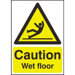 RS PRO Caution Wet Floor Hazard Warning Sign (English)