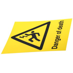 RS PRO Black/Yellow PC Safety Labels, Danger of Death-Text 400 mm x 300mm