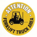 RS PRO Self-Adhesive Attention - Forklift Truck Area Hazard Warning Sign (English)