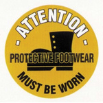 RS PRO Self-Adhesive Attention - Protective Footwear Must Be Worn Hazard Warning Sign (English)