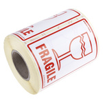 RS PRO Paper Safety Labels, Fragile-Text 79 mm x 108mm