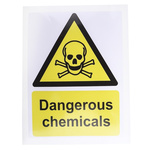 RS PRO Self-Adhesive Dangerous Chemicals Hazard Warning Sign (English)