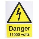 RS PRO Danger 11000 Volts Hazard Warning Sign (English)