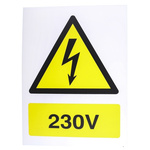 RS PRO 230V Hazard Warning Sign (English)