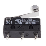 SPDT-NO/NC Short Roller Lever Microswitch, 6 A @ 250 V ac