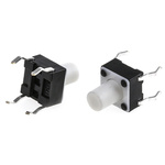 White Button Tactile Switch, Single Pole Single Throw (SPST) 50 mA @ 24 V dc 4.4mm