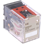 Omron Plug In Power Relay, 120V ac Coil, 5A Switching Current, 4PDT