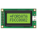 Fordata FC0802B00-FHYYBW-51SE FC Alphanumeric LCD Alphanumeric Display, Green, Yellow on Yellow-Green, 2 Rows by 8