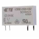 TE Connectivity PCB Mount Power Relay, 24V dc Coil, 6A Switching Current, SPST