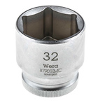 Wera 32mm Hex Socket With 1/2 in Drive , Length 42 mm