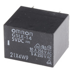 Omron PCB Mount Power Relay, 5V dc Coil, 10A Switching Current, SPST-NO