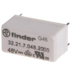 Finder PCB Mount Power Relay, 48V dc Coil, 6A Switching Current, SPDT