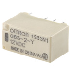 Omron PCB Mount Signal Relay, 12V dc Coil, 2A Switching Current, DPDT