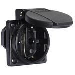 Bals IP54 Black Panel Mount 2P+E Industrial Power Socket, Rated At 16.0A, 250.0 V