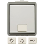 Grey 10 A Surface Mount Push Button Light Switch Dark Grey, 1 Way Clip In Gloss, 1 Gang VDE, 230 V 75mm Neon IP44 2 1