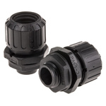 Adaptaflex M16 Straight Cable Conduit Fitting, Black 16mm nominal size