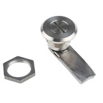 RS PRO Stainless Steel Slotted Head Lock, 18mm Panel-to-Tongue, 20.2 x 22.2mm Cutout, Slotted Head Unlock