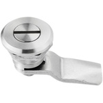 RS PRO Stainless Steel Slotted Head Lock, 18mm Panel-to-Tongue, 20.2 x 22.2mm Cutout, Slotted Head Unlock